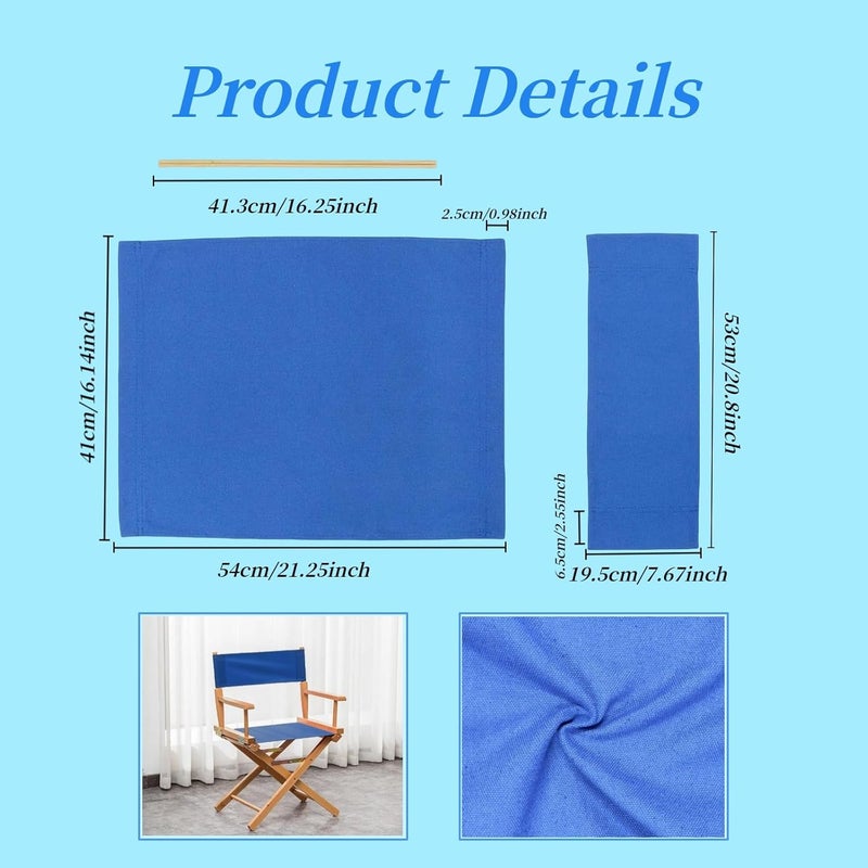 wonofa Director Chair Canvas Replacement Cover, 21.2" L x 16.1" W, Blue - Image 2